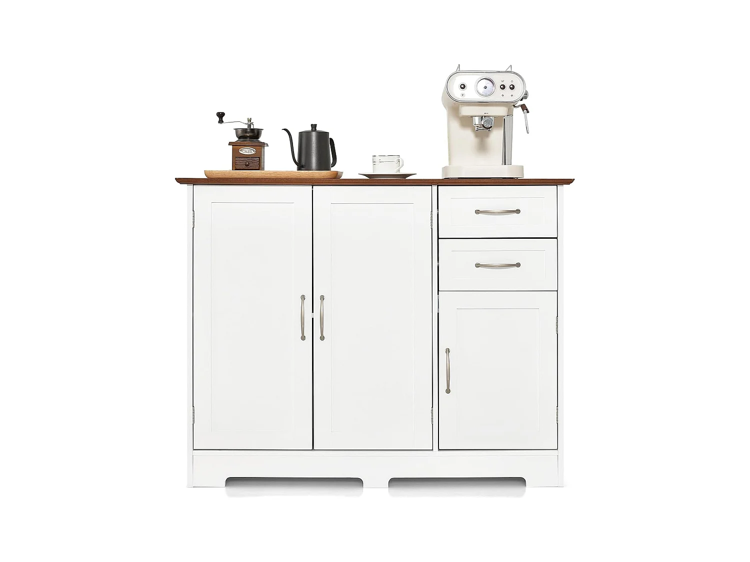 Buffet Cuisine, Armoire de Cuisine 2 Placards 2 Tiroirs, Étagère Réglable, Meuble Bas Cuisine pour Salon, Meuble de Rangement, Blanc, 100 x 40 x 78 cm (Blanc)