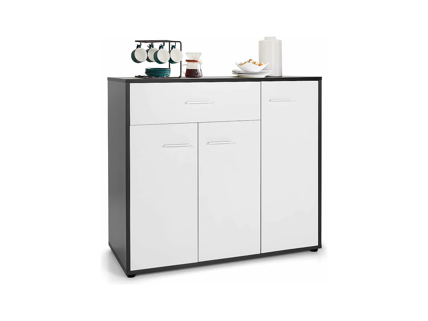 Buffet cuisine avec 2 placards, étagère réglable, grand tiroir, 88 x 40 x 80 cm