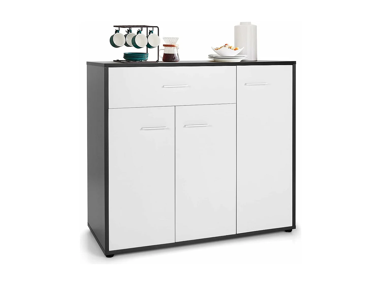 Buffet cuisine avec 2 placards, étagère réglable, grand tiroir, 88 x 40 x 80 cm