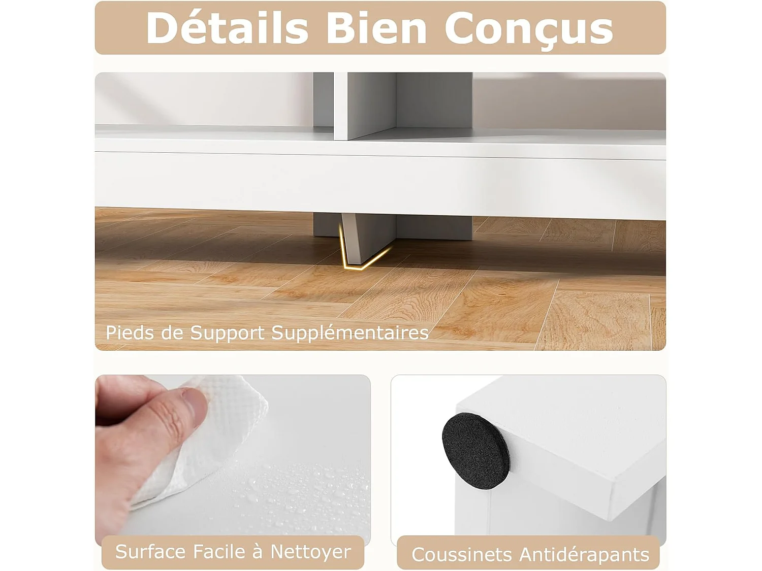 Meuble tv angle, avec prise, 2 prises, 2 usb, 1 type-c, petit meuble tv pour 65"