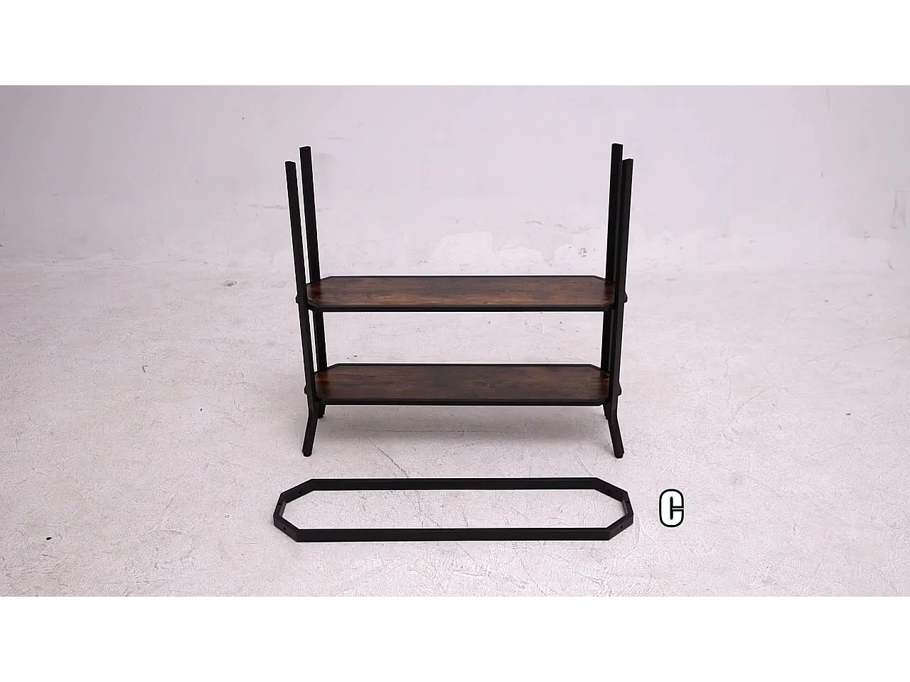 Table console, table d'entrée - 3 étagères - 98x28x91,5 cm (l x l x h) , marron rustique