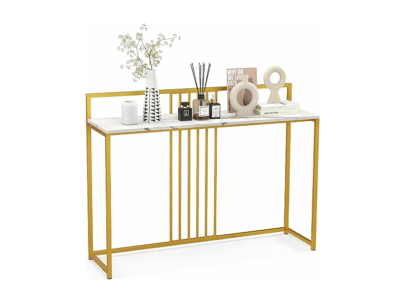Table console, cadre en métal doré, kit anti-basculement inclus, 120 x 32 x 89 cm (doré)