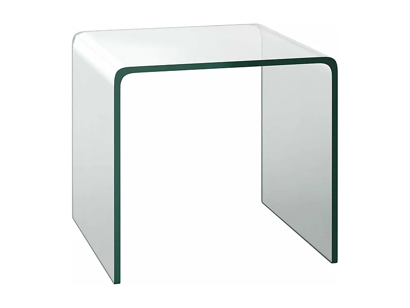 Table basse en verre, table basse transparente, bords arrondis lisses, 45 x 45 x 41 cm,