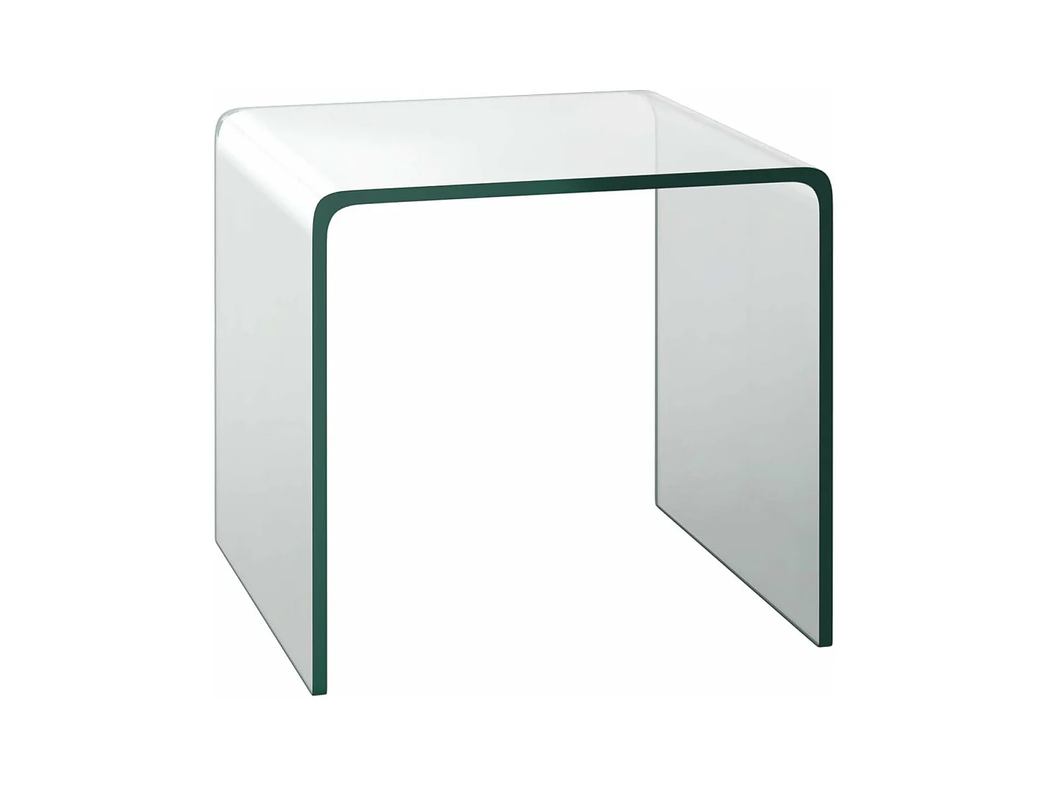 Table basse en verre, table basse transparente, bords arrondis lisses, 45 x 45 x 41 cm,