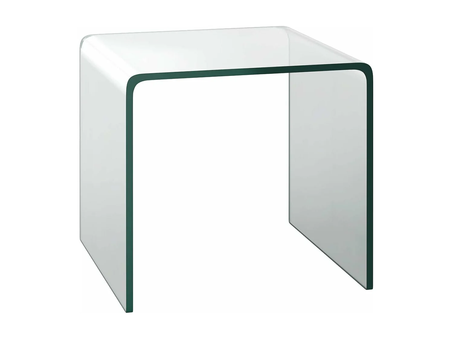 Table basse en verre, table basse transparente, bords arrondis lisses, 45 x 45 x 41 cm,