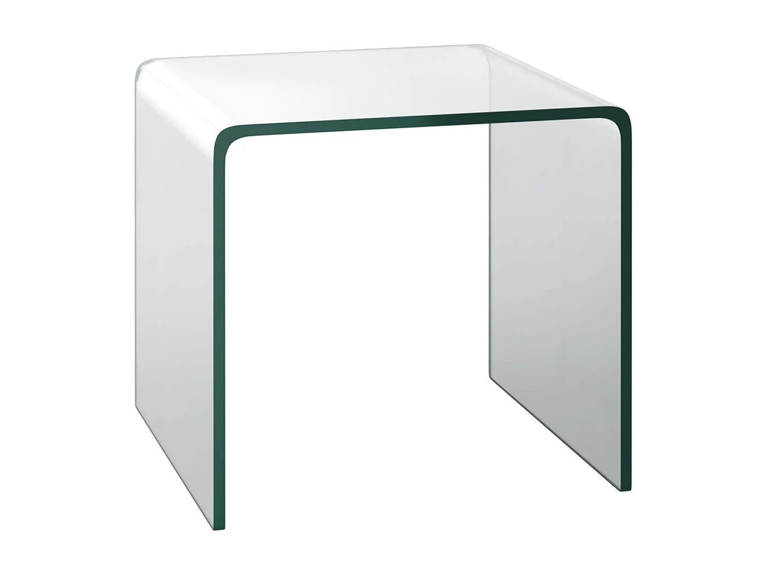 Table basse en verre, table basse transparente, bords arrondis lisses, 45 x 45 x 41 cm