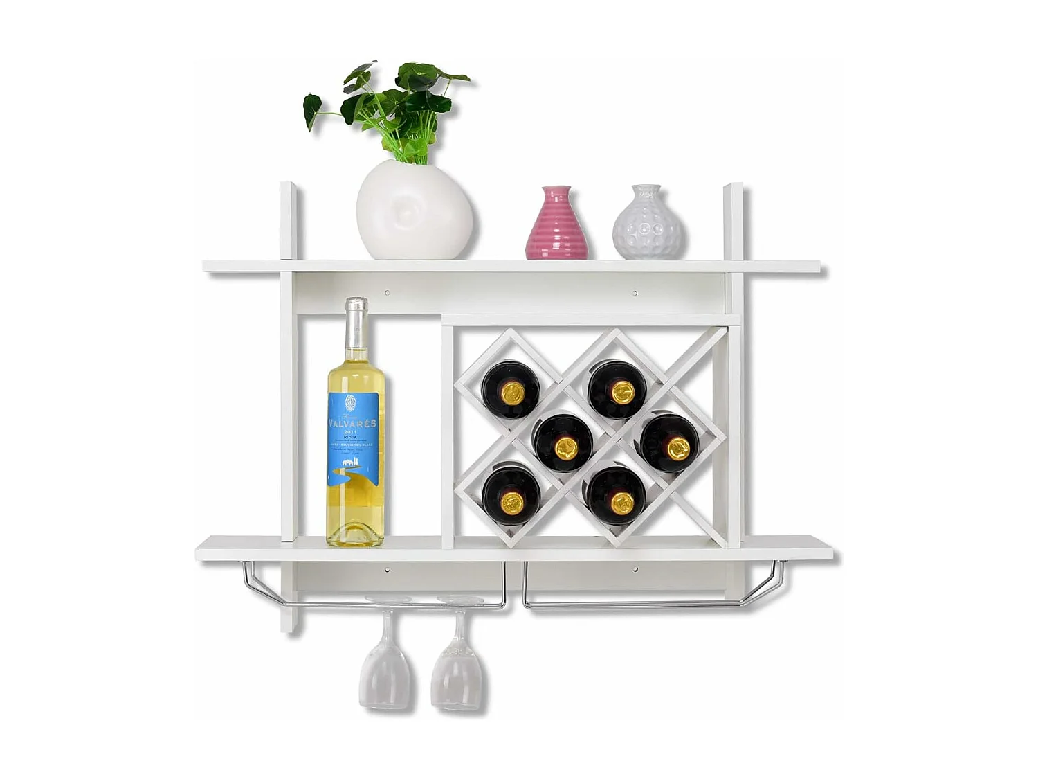 Étagère à bouteilles étagère àvin cacier à vin étagère à bouteilles de verre sopport mural blanc