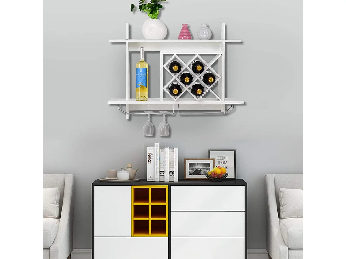 Étagère à bouteilles étagère àvin cacier à vin étagère à bouteilles de verre sopport mural blanc