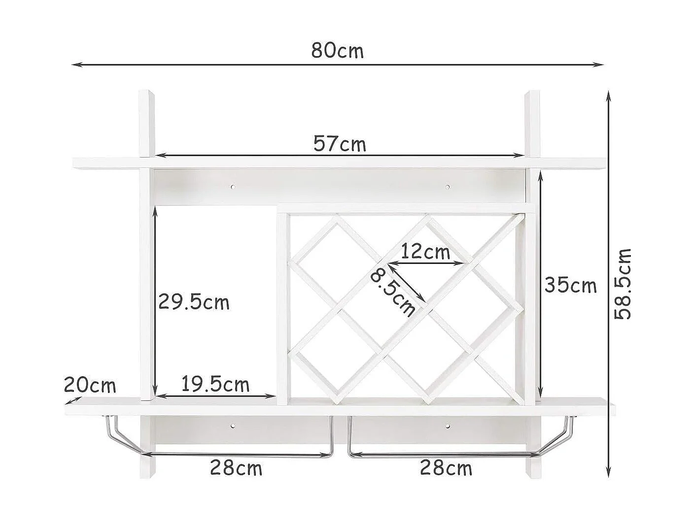 Étagère à bouteilles étagère àvin cacier à vin étagère à bouteilles de verre sopport mural blanc