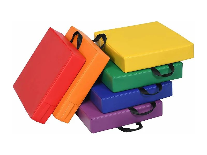 Lot de 6 coussins de chaise avec poignées coussins d'assise carrés 38 x 38cm multicolores