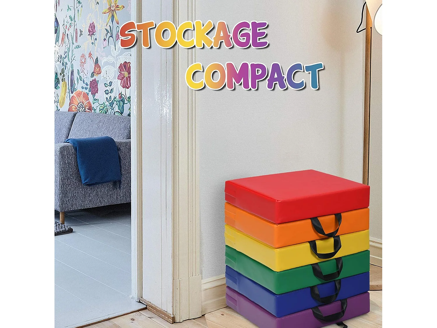 Lot de 6 coussins de chaise avec poignées coussins d'assise carrés 38 x 38cm multicolores