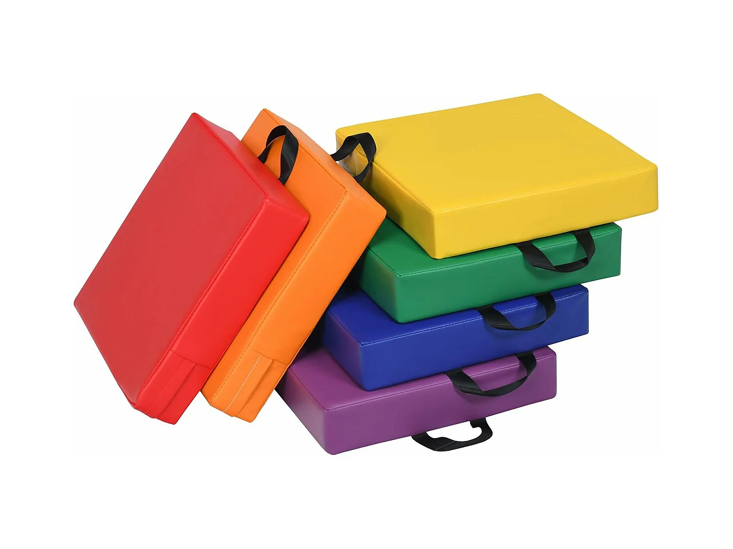 Lot de 6 coussins de chaise avec poignées coussins d'assise carrés 38 x 38cm multicolores