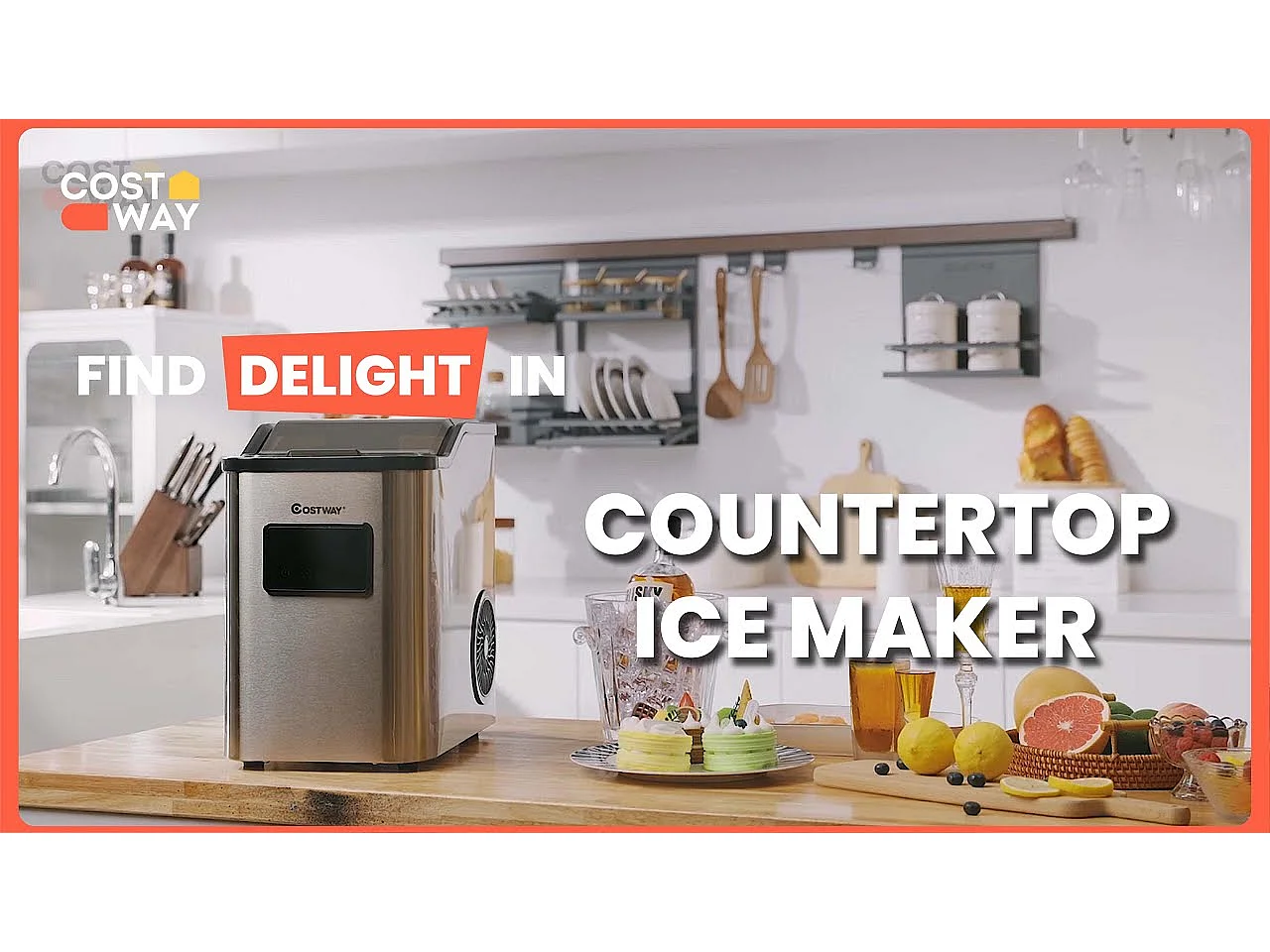 Machine à Glaçons Nugget Ice 24kg en 24h, Recharge d'Eau 2 Façons, Panneau de Contrôle Tactile LED, Fonction d'Auto-nettoyage 10 Minutes, Acier Inoxydable