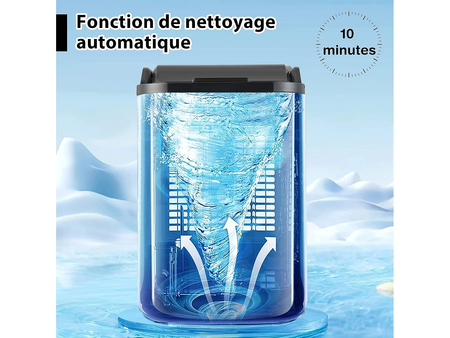 Machine à Glaçons Nugget Ice 24kg en 24h, Recharge d'Eau 2 Façons, Panneau de Contrôle Tactile LED, Fonction d'Auto-nettoyage 10 Minutes, Acier Inoxydable