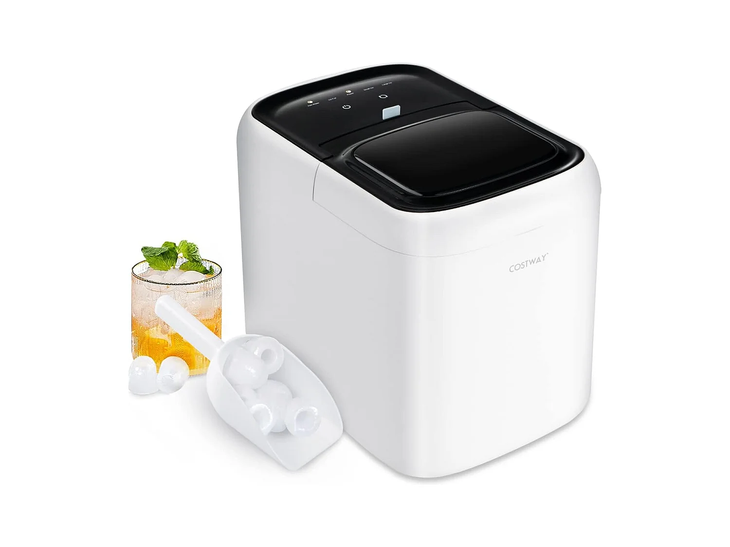 Machine à glaçons de comptoir, prêt en 6-8 minutes, autonettoyant de 30 minutes, blanc