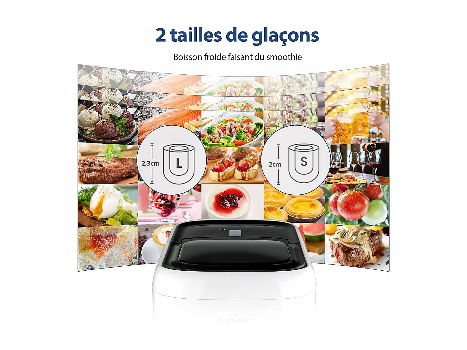 Machine à glaçons de comptoir, prêt en 6-8 minutes, autonettoyant de 30 minutes, blanc