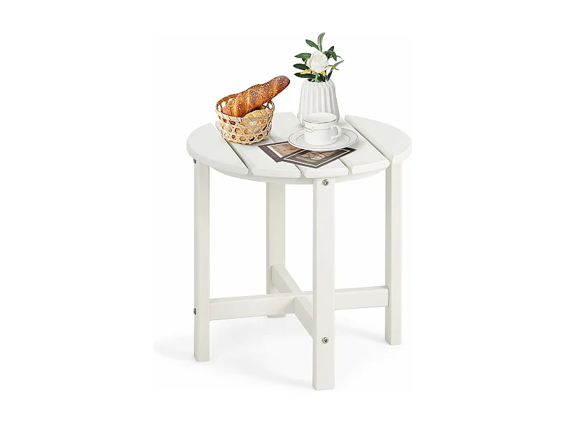 Table d’appoint extérieure en hdpe résistante aux intempéries,  46 x 46 cm, blanc