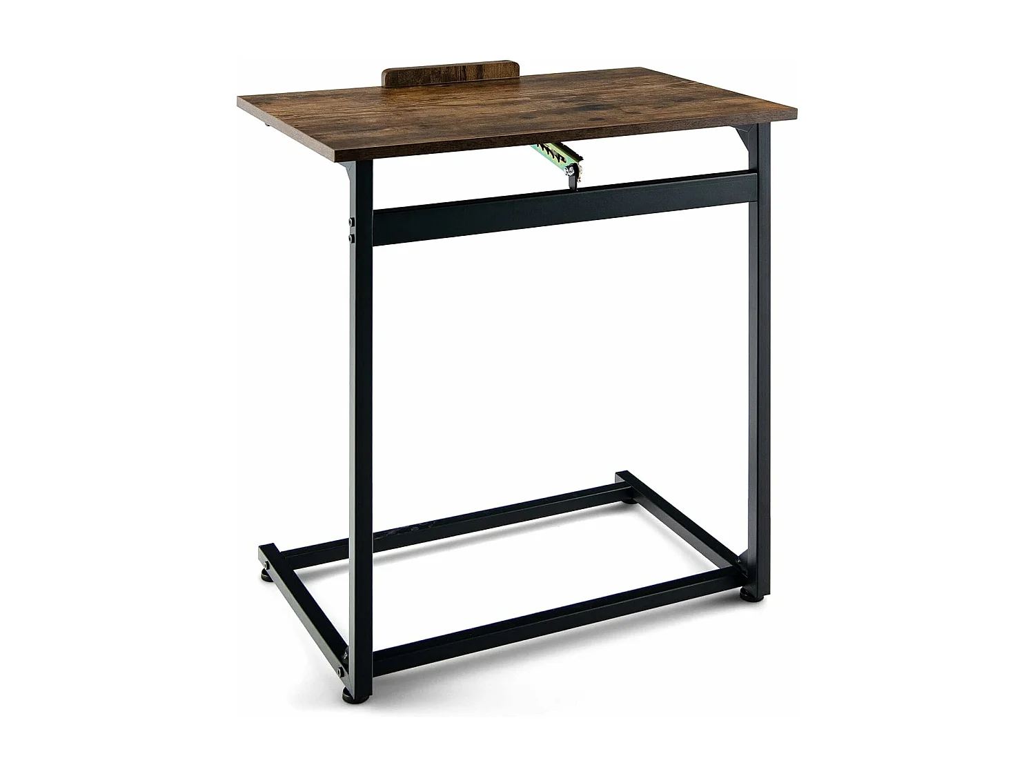 Table d’appoint en forme de c, plateau réglable à 5 positions, brun