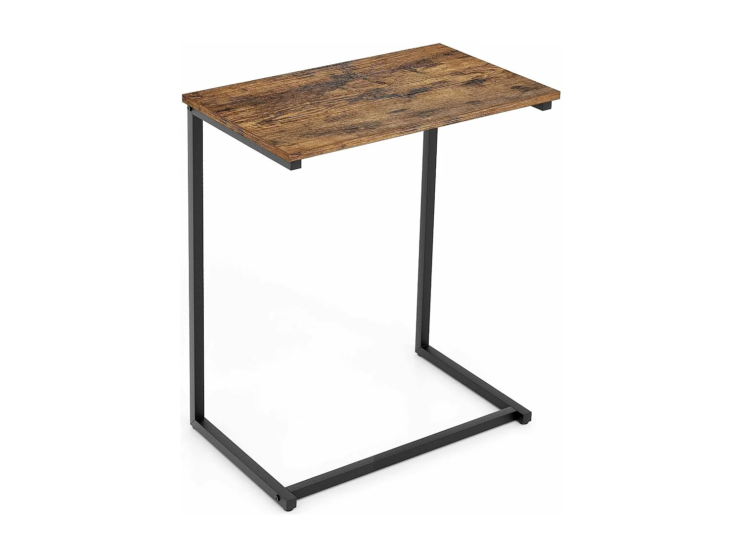 Table d'appoint, bout de canapé,cadre en métal 55 x 36 x 67 cm, marron rustique et noir