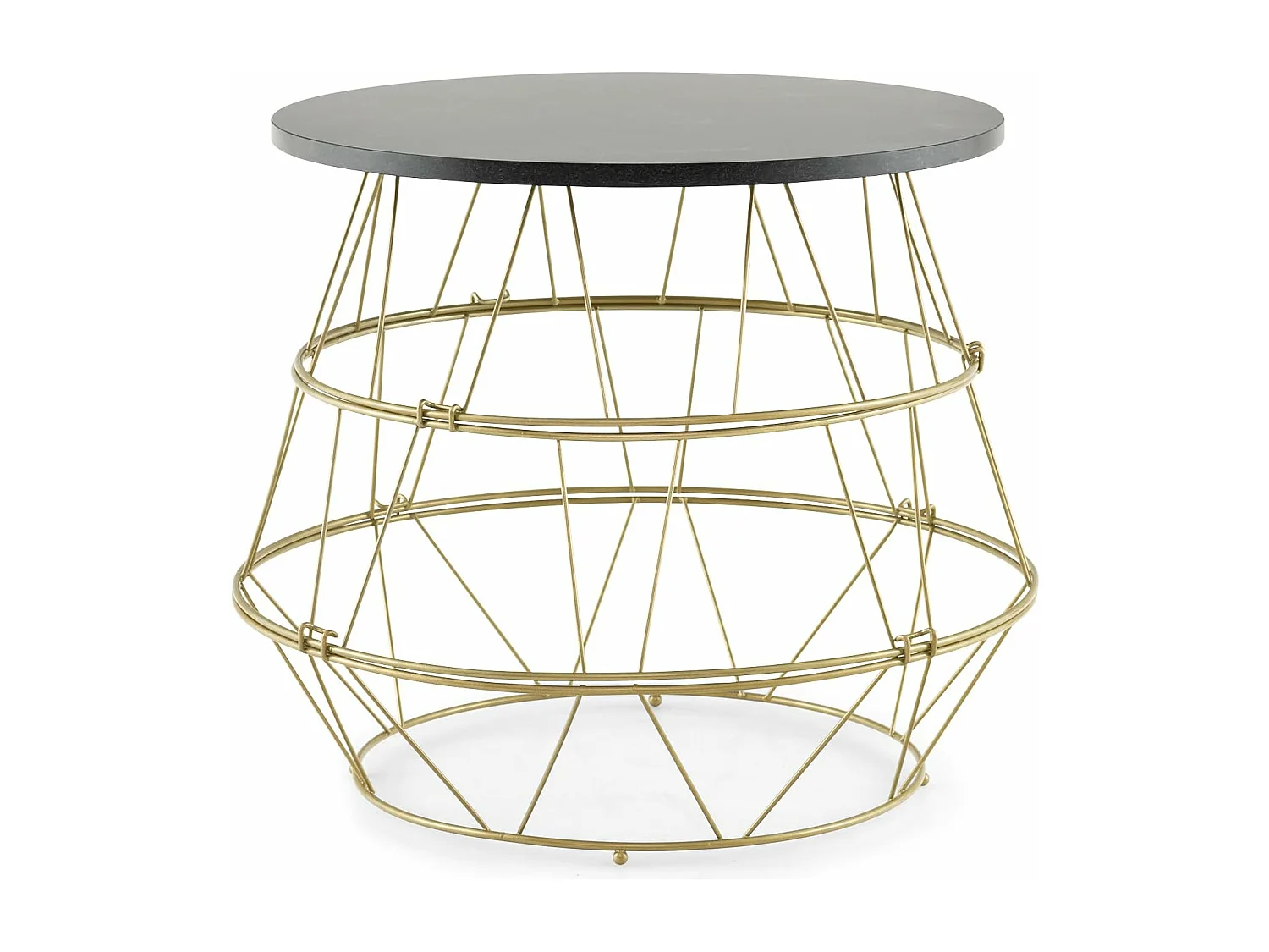 Table d’appoint, bout de canapé marbre noir avec cadre en métal doré, table ronde ø40x38