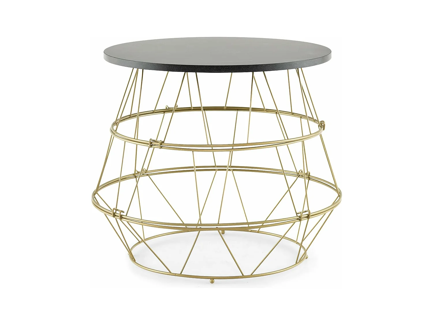 Table d’appoint, bout de canapé marbre noir avec cadre en métal doré, table ronde ø40x38