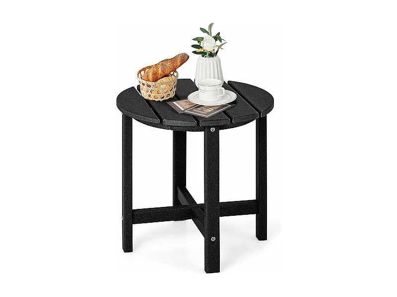 Table d’appoint extérieure en hdpe résistante aux intempéries, 46 x 46 cm, noir