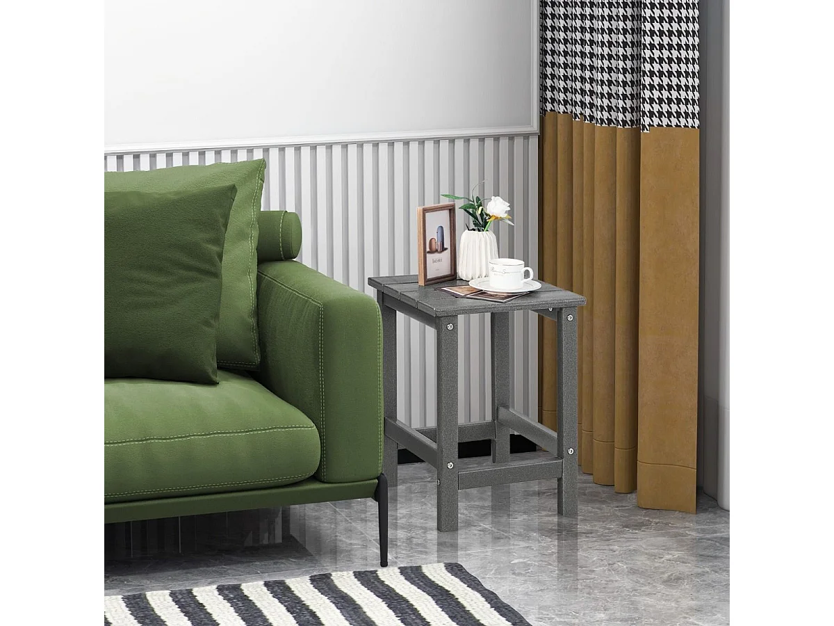Table d’appoint extérieure en hdpe résistante aux intempéries, 36 x 36 x 47 cm, gris
