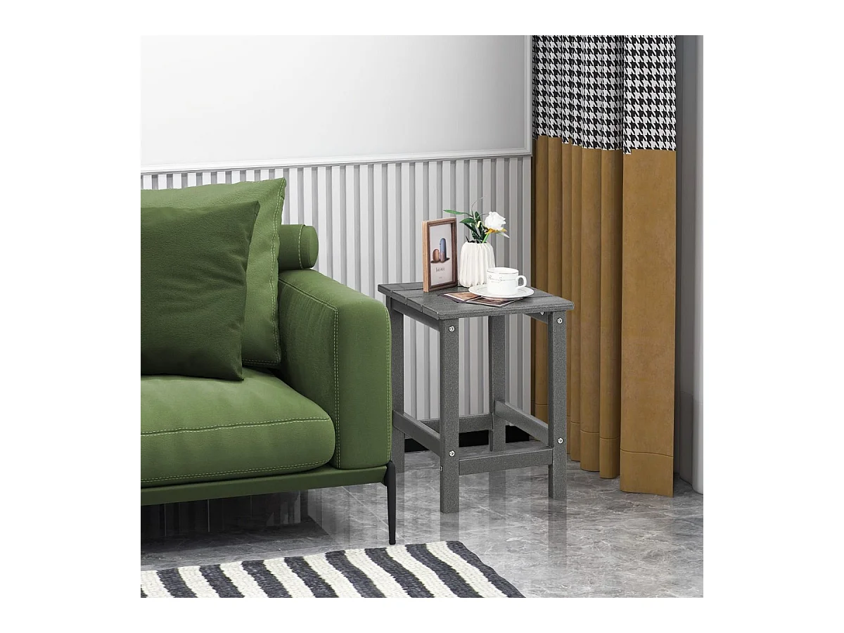 Table d’appoint extérieure en hdpe résistante aux intempéries, 36 x 36 x 47 cm, gris