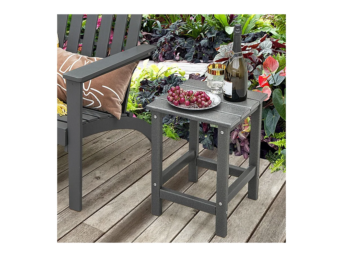 Table d’appoint extérieure en hdpe résistante aux intempéries, 36 x 36 x 47 cm, gris