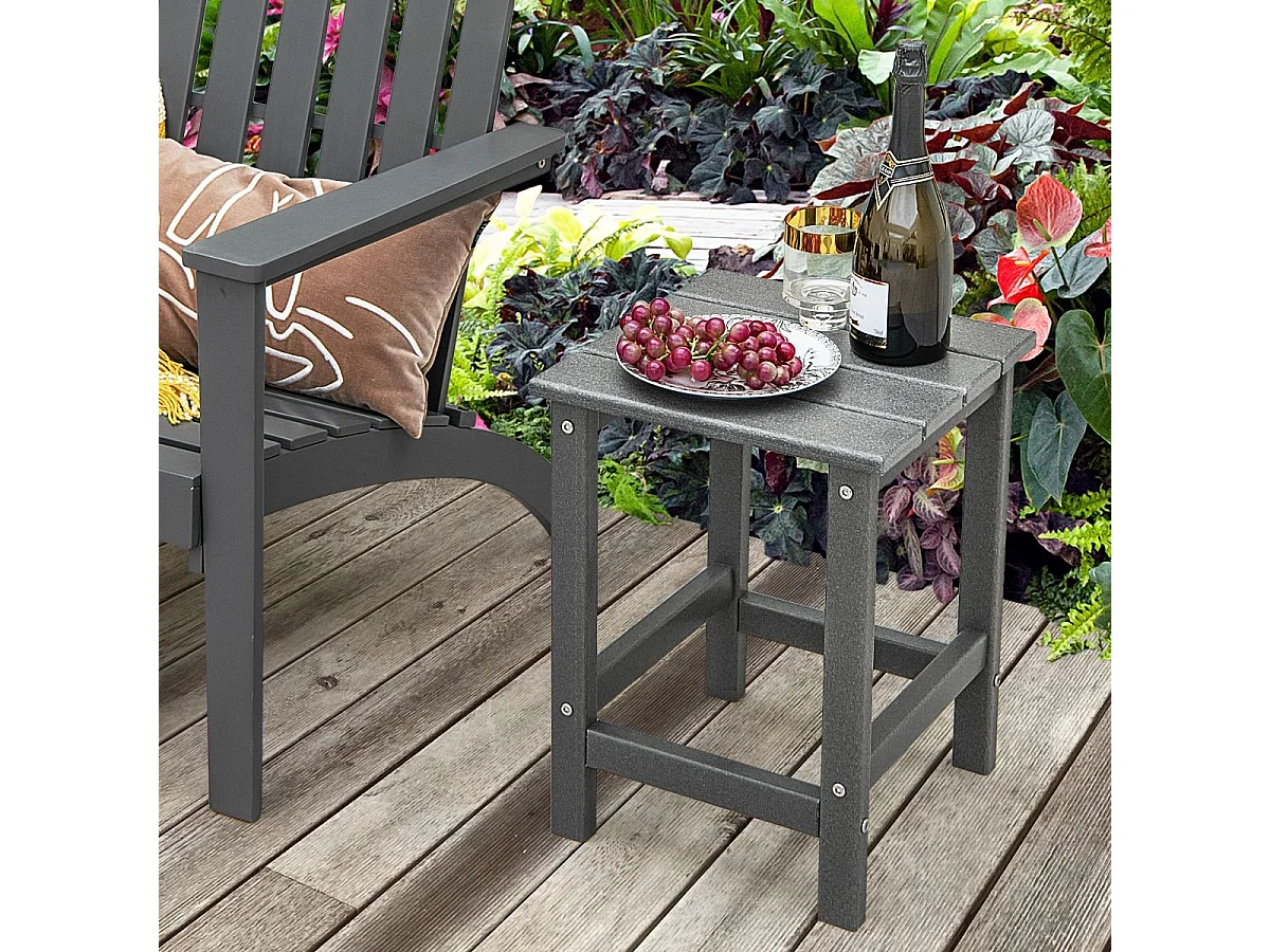 Table d’appoint extérieure en hdpe résistante aux intempéries, 36 x 36 x 47 cm, gris