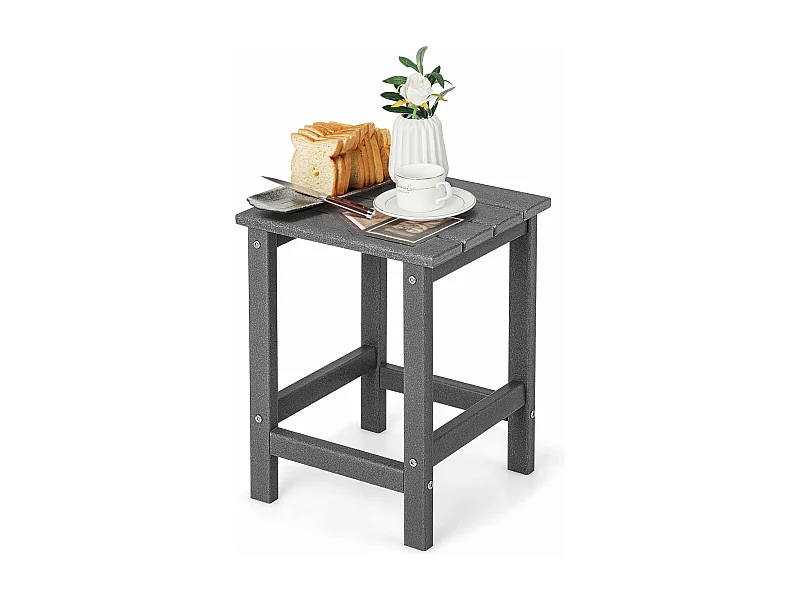 Table d’appoint extérieure en hdpe résistante aux intempéries, 36 x 36 x 47 cm, gris
