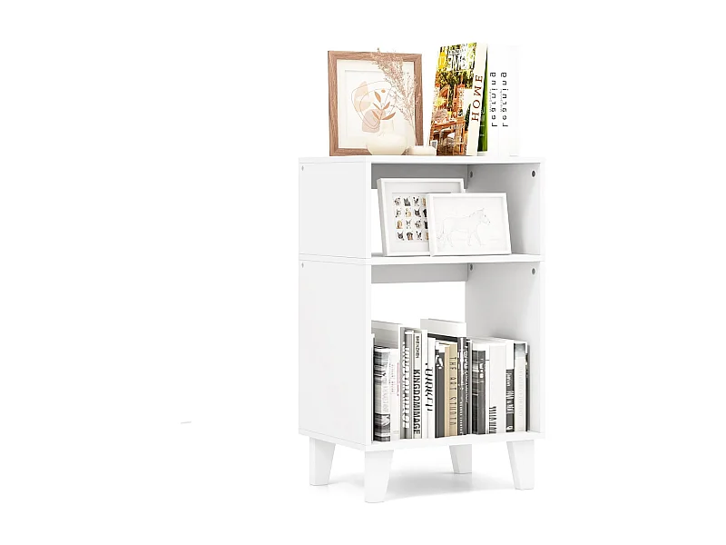 Table d'appoint 3 étagères, bout de canapé 4 pieds surélevés,39,5 x 29,5 x 65 cm