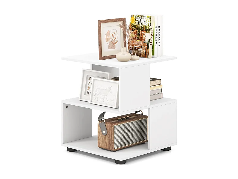 Table d'appoint 3 étagères,avec 4 coussinet antidérapants, 39,5 x 39,5 x 45 cm