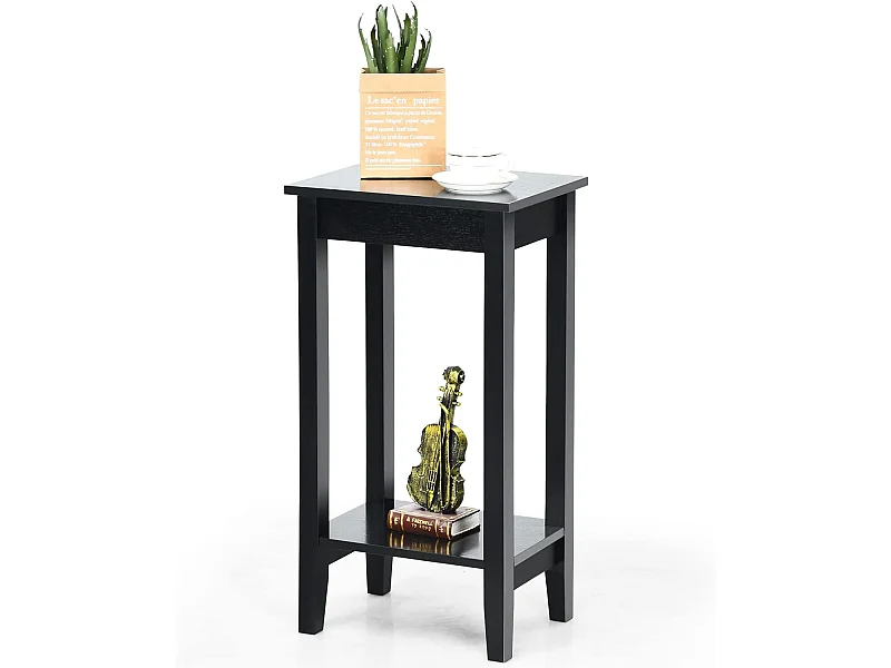 Table d'appoint, bout de canapé avec pieds en bois massif, 40,5 x 29 x 73,5 cm, noir