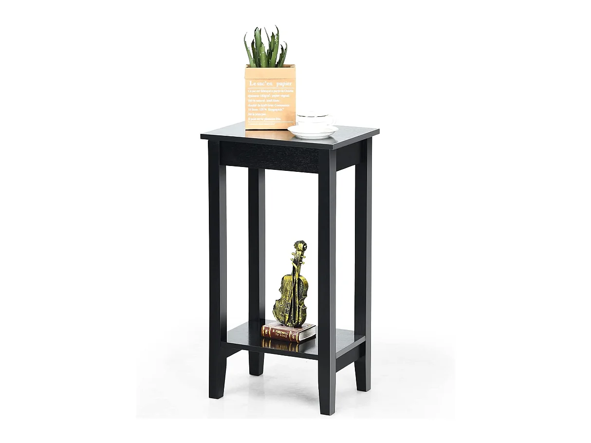 Table d'appoint, bout de canapé avec pieds en bois massif, 40,5 x 29 x 73,5 cm, noir
