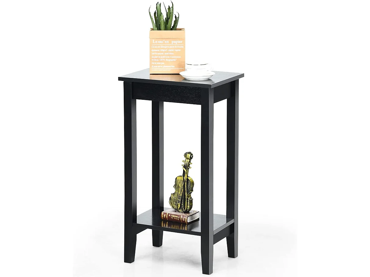 Table d'appoint, bout de canapé avec pieds en bois massif, 40,5 x 29 x 73,5 cm, noir