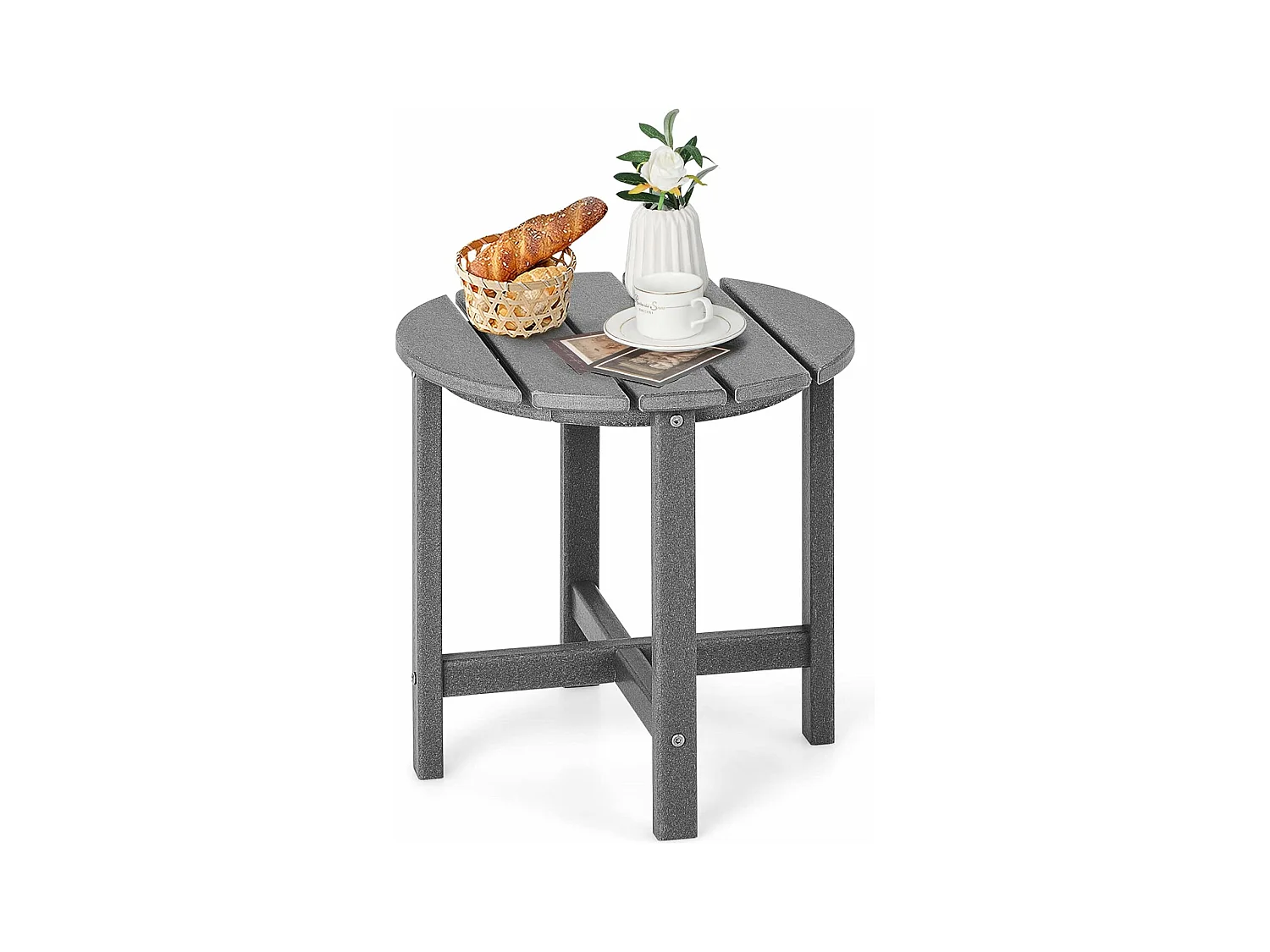 Table d’appoint extérieure en hdpe résistante aux intempéries,  46 x 46 cm, gris