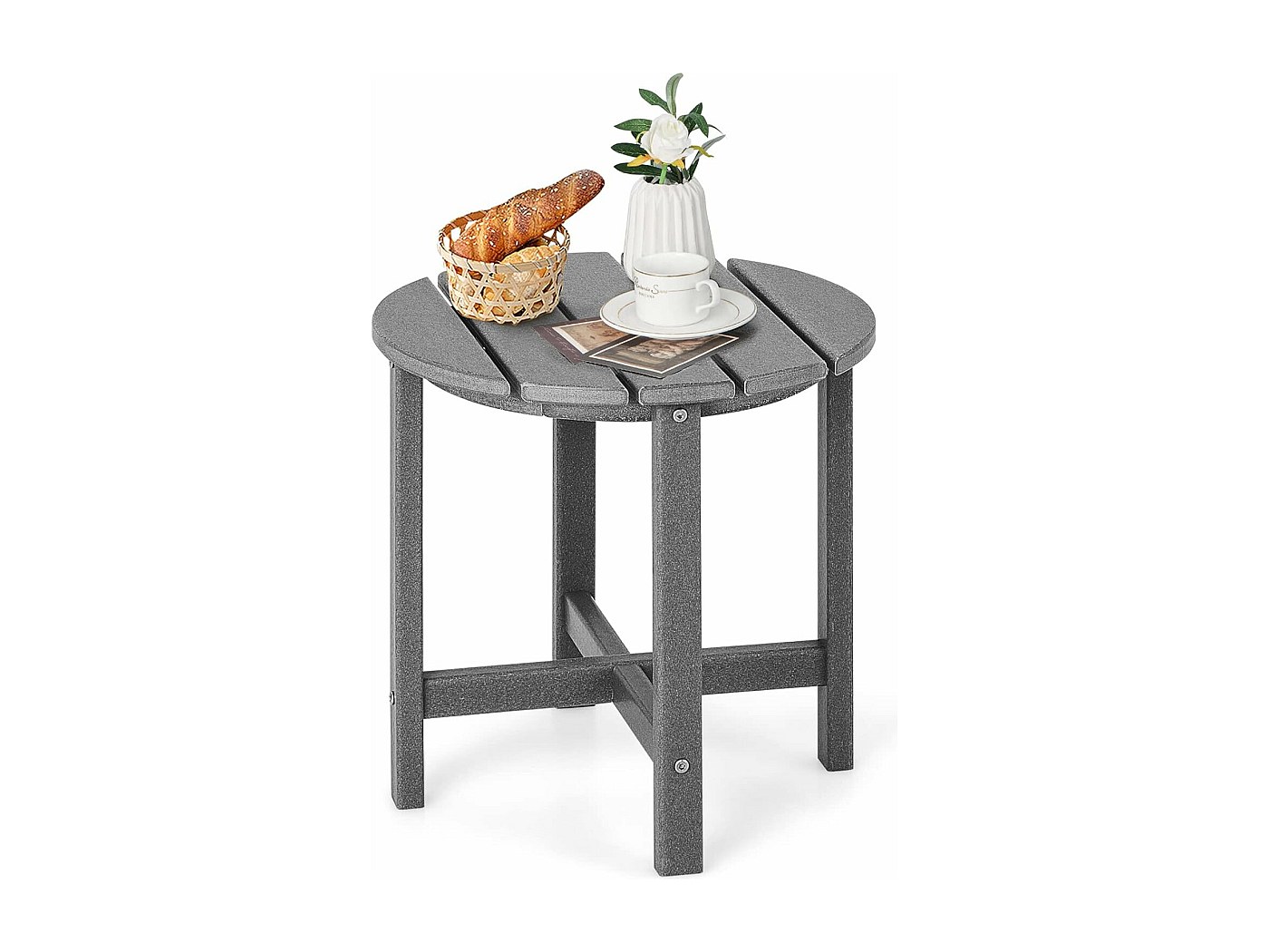 Table De Terrasse Fokebel Petite Table D'appoint D'extérieur - Résistante Aux Intempéries - En Métal - En Acier - Résistante à L'eau - Pour Jardin, Balcon, Cour - Noire Gueridon Exterieur
