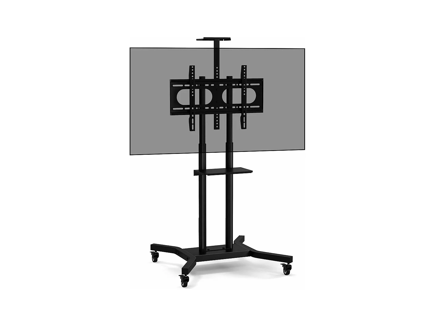 Support TV sur Pied Mobile pour 32 - 70 Pouces, Chariot TV à roulettes Réglable 2 Étagères pour Caméra et AV Passe-câbles VESA Max. 600 x 400 mm