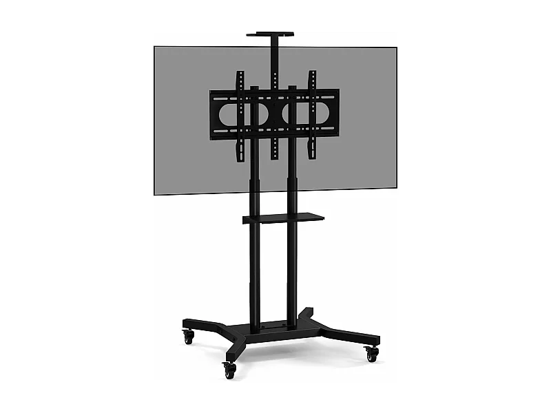 Support TV sur Pied Mobile pour 32 - 70 Pouces, Chariot TV à roulettes Réglable 2 Étagères pour Caméra et AV Passe-câbles VESA Max. 600 x 400 mm