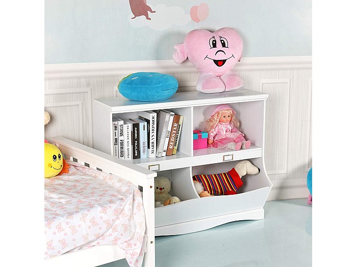 Joyz Bibliothèque Pour Enfants 4 Compartiments Motif Espace - 62,5x28x60,5 Cm Blanc - Rangement Livres Et Jouets