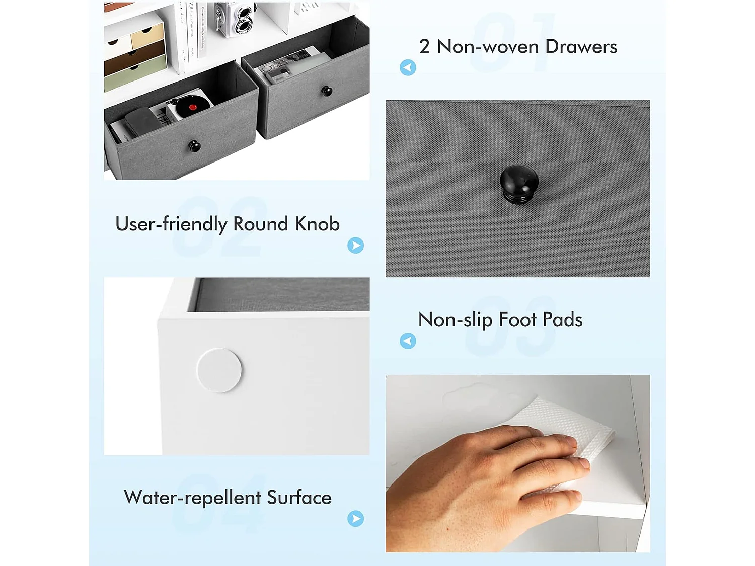 Bibliothèque à 12 niveaux avec 2 tiroir amovible,12 compartiments, 81x24x132cm blanc