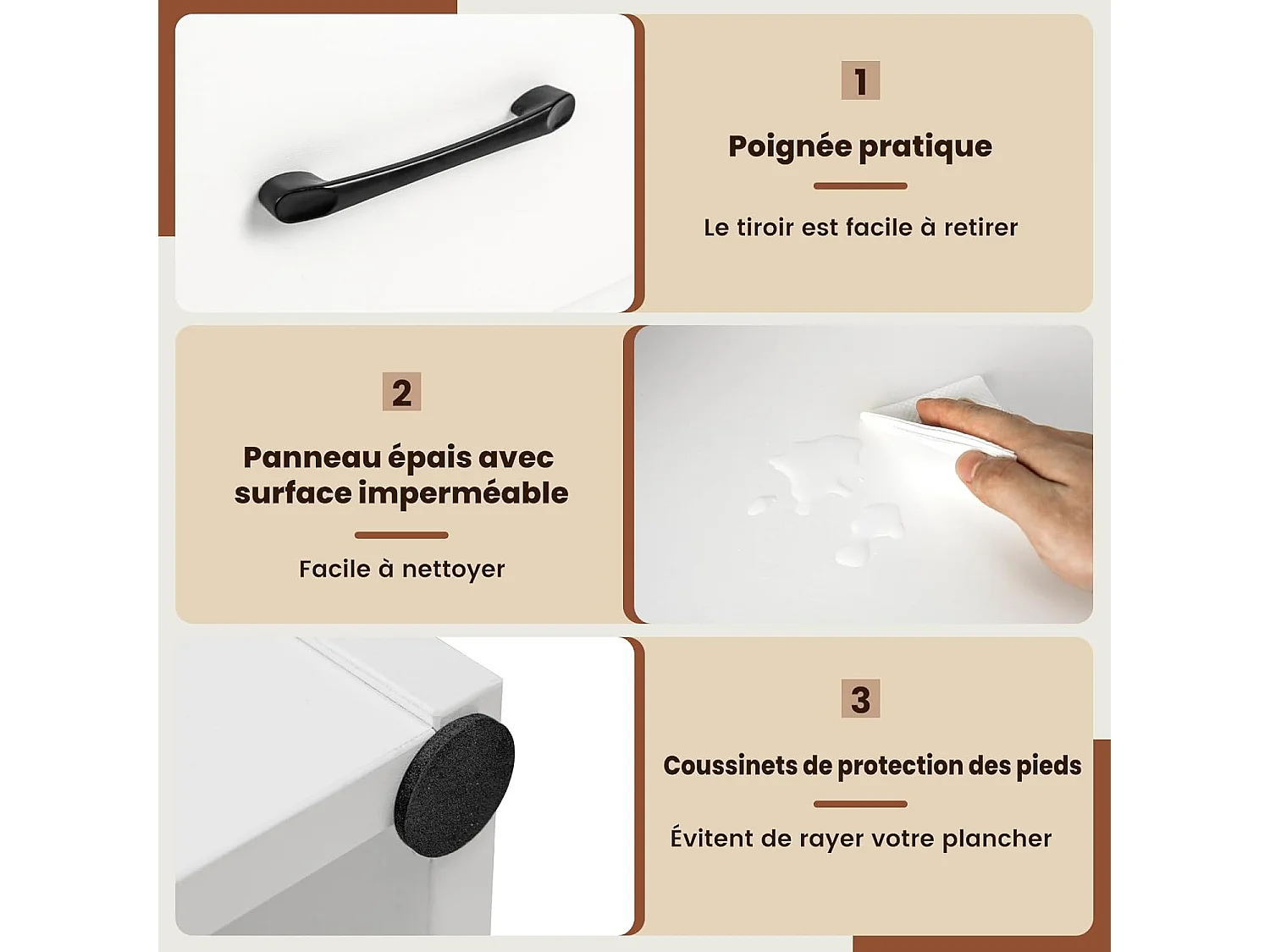 Bibliothèque étagère en bois à 4 niveaux avec grand tiroir, meuble sur pied (blanc)