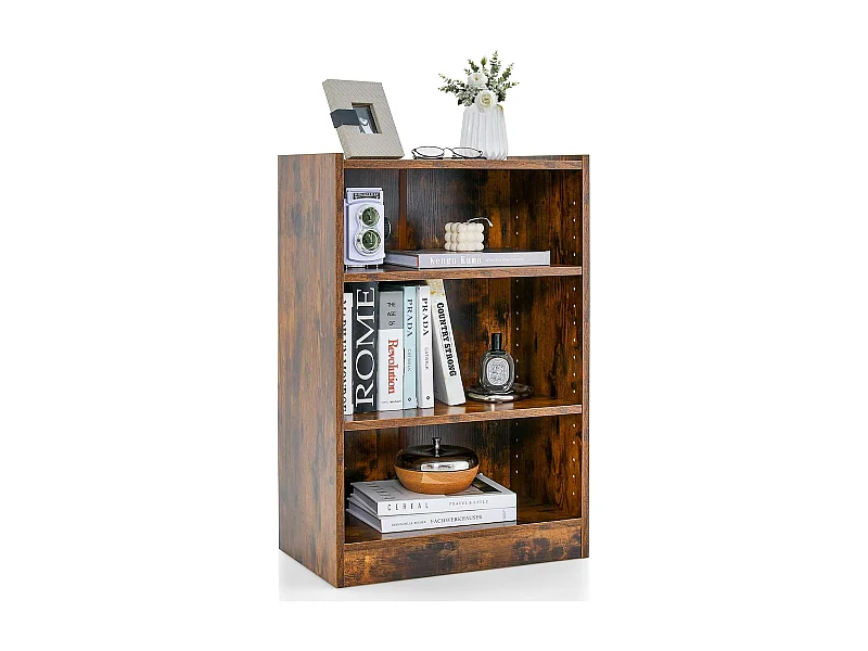 Bibliothèque, scandinave, hauteurs réglable, 50 x 30 x 75 cm (marron rustique)