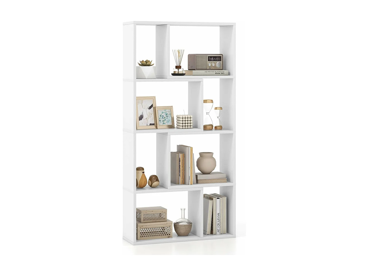 Bibliothèque étagère à 8 compartiments ouvertes, 20 x 60 x 120 cm (blanc)