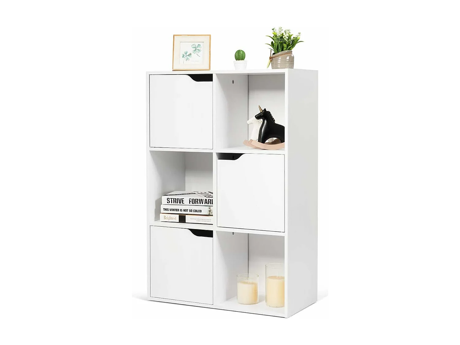 Bibliothèque étagère de rangement 6 cases, 3 cubes ouverts 28 x 28 cm, blanc