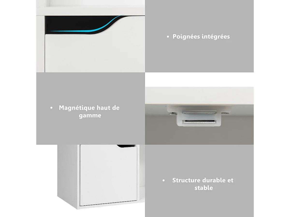 Bibliothèque étagère de rangement 6 cases, 3 cubes ouverts 28 x 28 cm, blanc