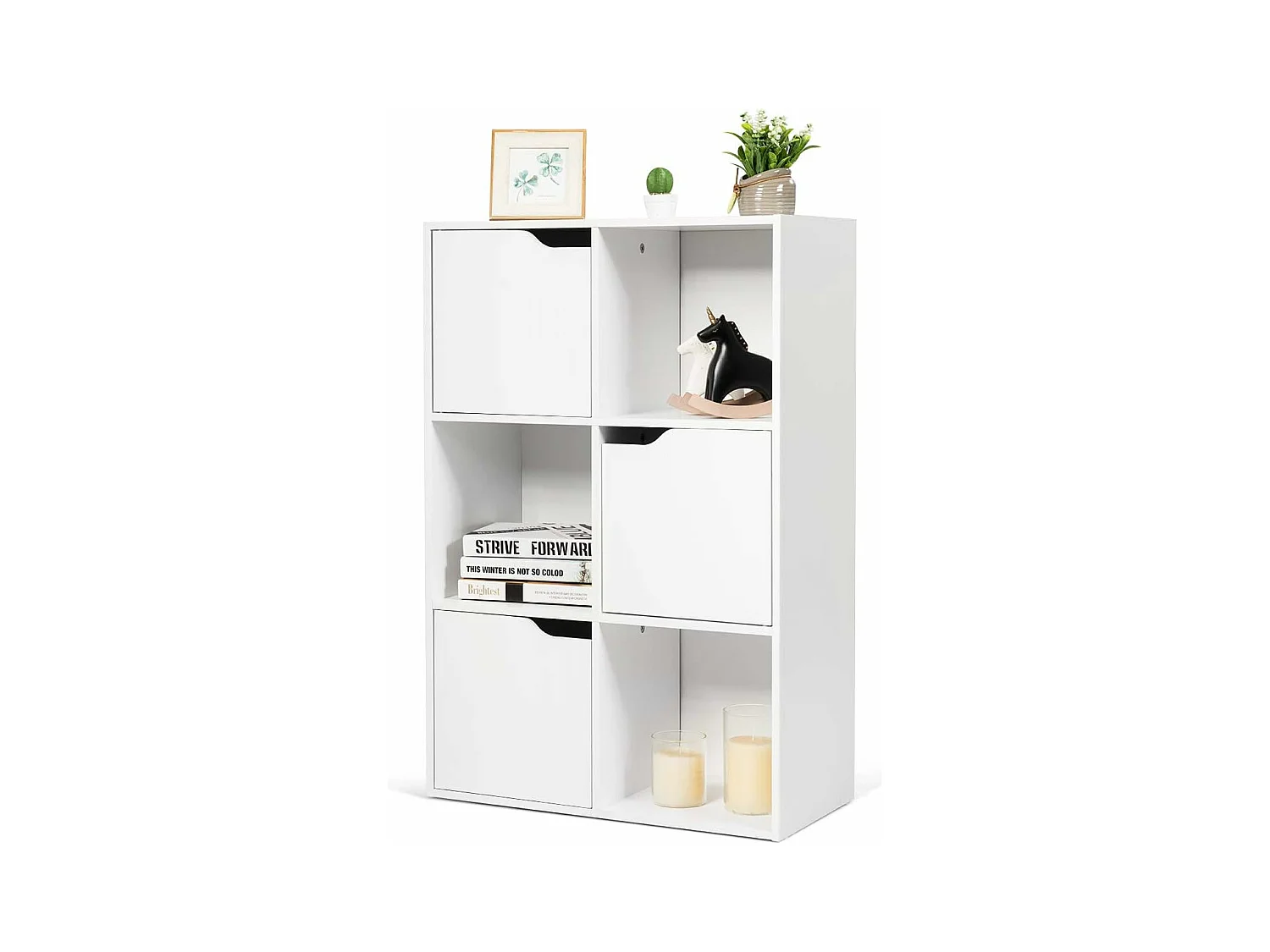 Bibliothèque étagère de rangement 6 cases, 3 cubes ouverts 28 x 28 cm, blanc