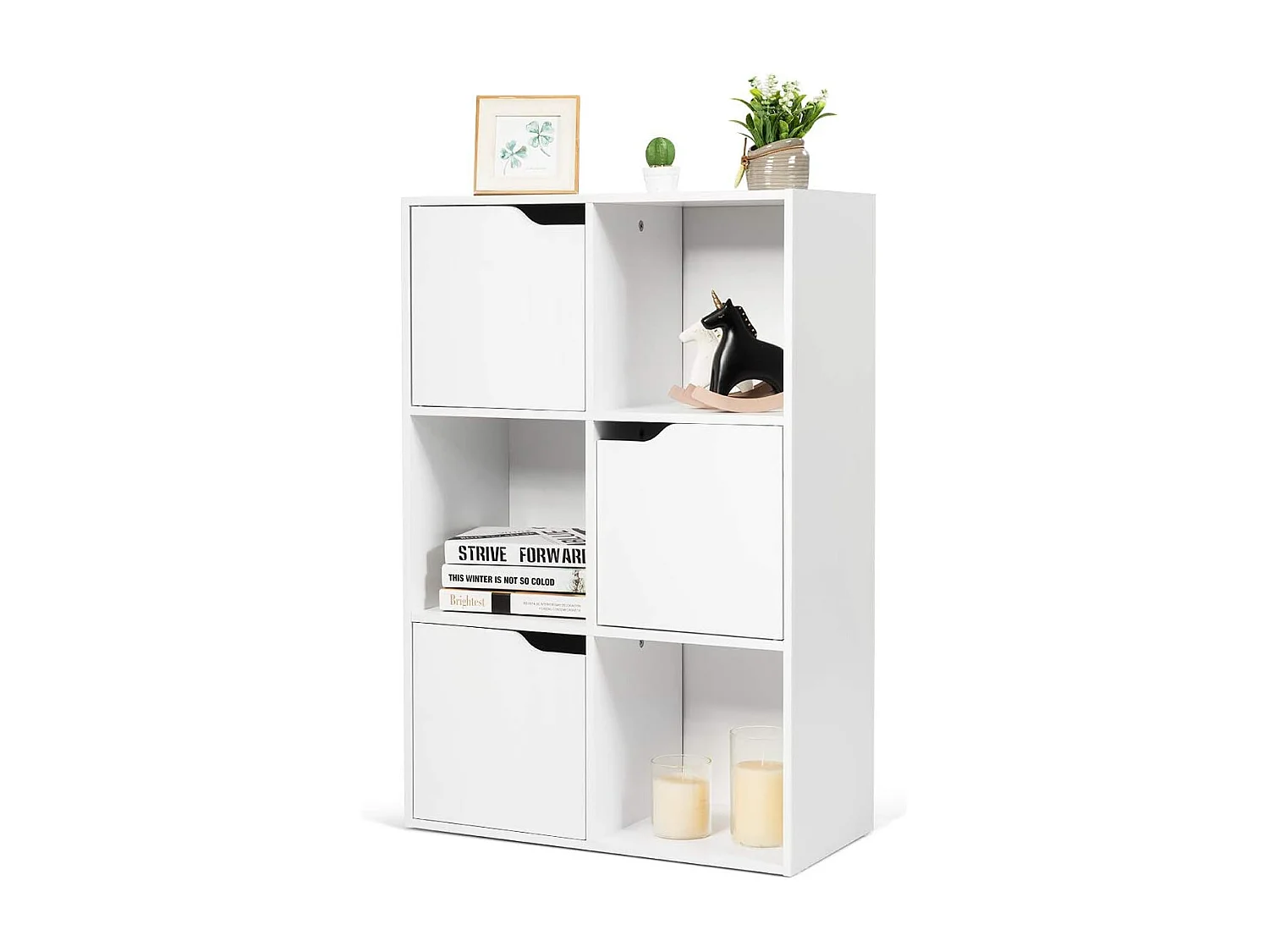 Bibliothèque étagère de rangement 6 cases, 3 cubes ouverts 28 x 28 cm, blanc