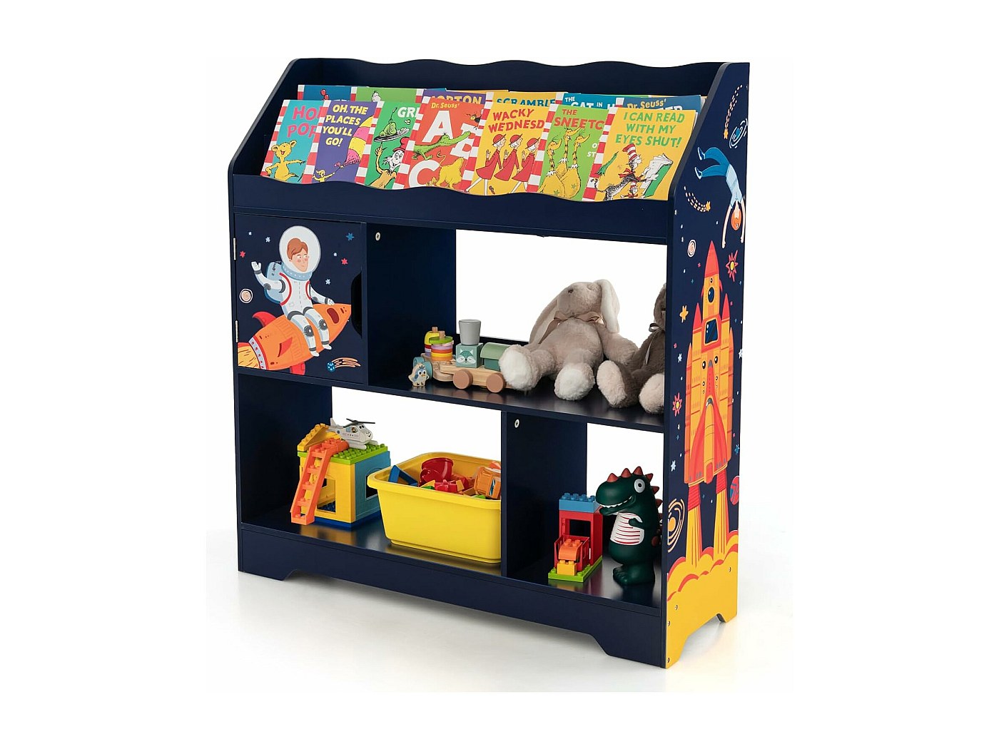 Bibliothèque Enfant 8 Casiers Motif Chien - Dimensions 90x59x30 Cm - En MDF Multicolore - Pour Ranger Livres Et Jouets - 4